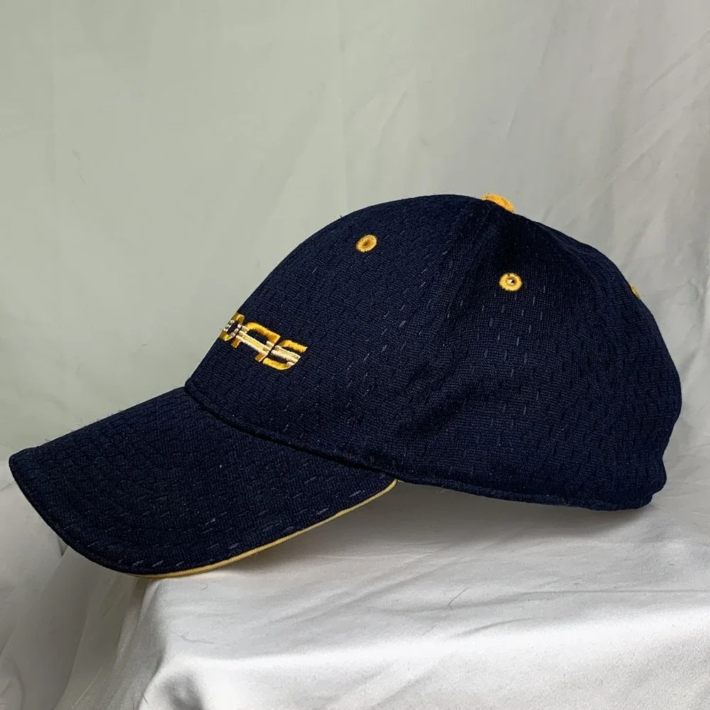 Adidas Navy Blue Yellow Embroidered Logo Mesh Baseball Cap Hat Adjustable